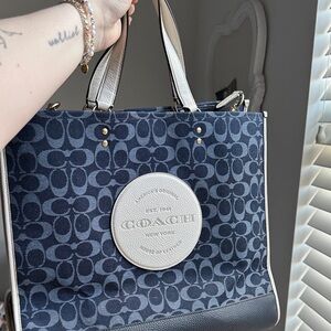 Coach Navy and Cream Signature Tote